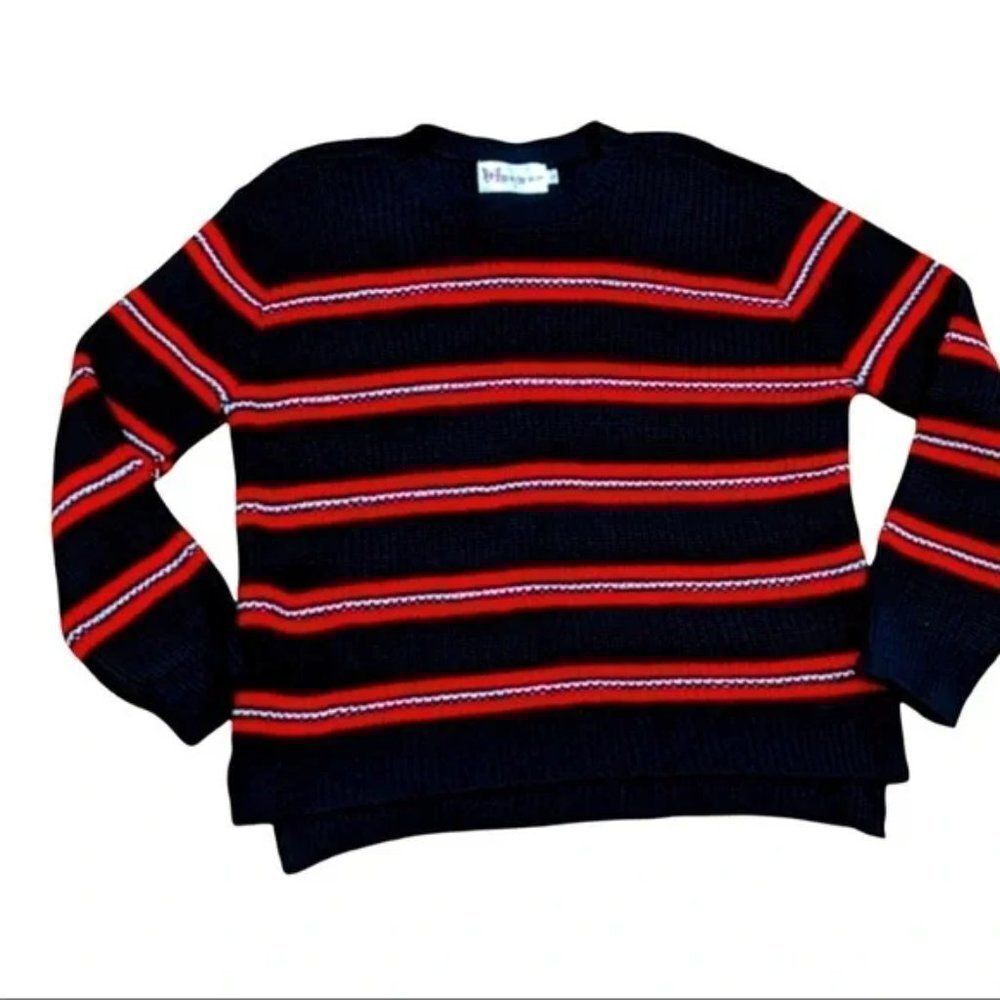 NEW- Cotton Emporium Red & Blue Striped Crewneck Sweater size Medium